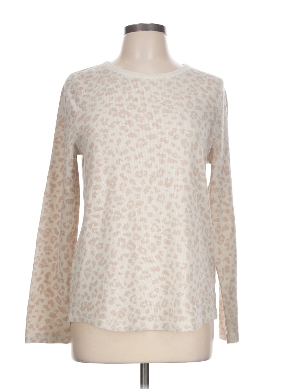 Sonoma Women's Cream Leopard Print Long-Sleeve Top